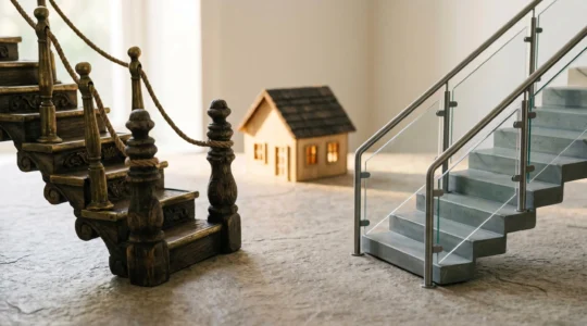 Composition conceptuelle illustrant le choix entre assurance bancaire et délégation d'assurance pour un prêt immobilier
