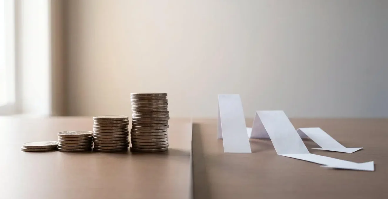 Bilan patrimonial avec colonne actifs et passifs sur un bureau professionnel