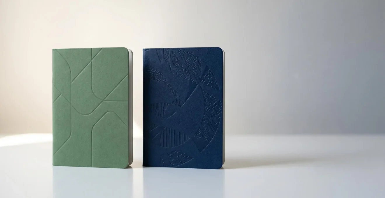 Deux livrets d'épargne bancaire français côte à côte sur une surface épurée symbolisant la comparaison entre produits financiers durables